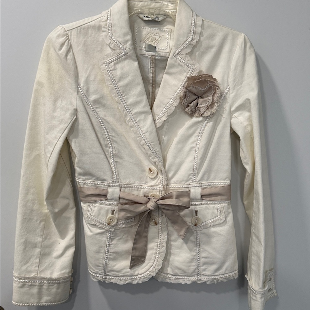 White House Black Market Elegant Cream Blazer, Size 2 VGUC